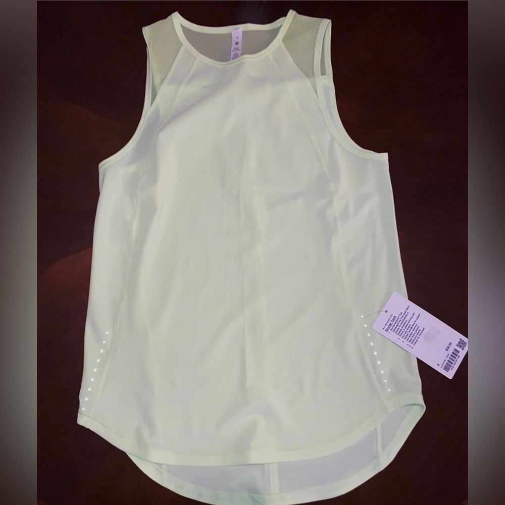 NWT 80's Retro Lime Yellow Women’s Lululemon Sculpt Tank SZ 6.Loose Fit